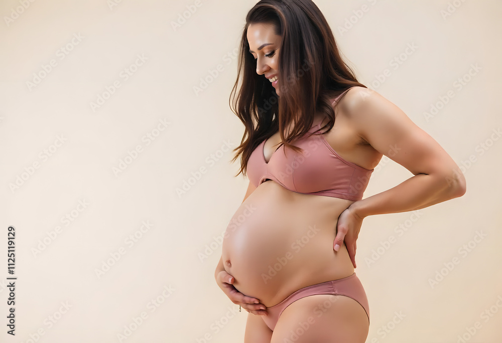 Serene Maternity Photoshoot, Expecting Mother Radiating in Gentle Pastel Lingerie Serene Maternity Photoshoot, Expecting Mother Radiating in Gentle Pastel Lingerie