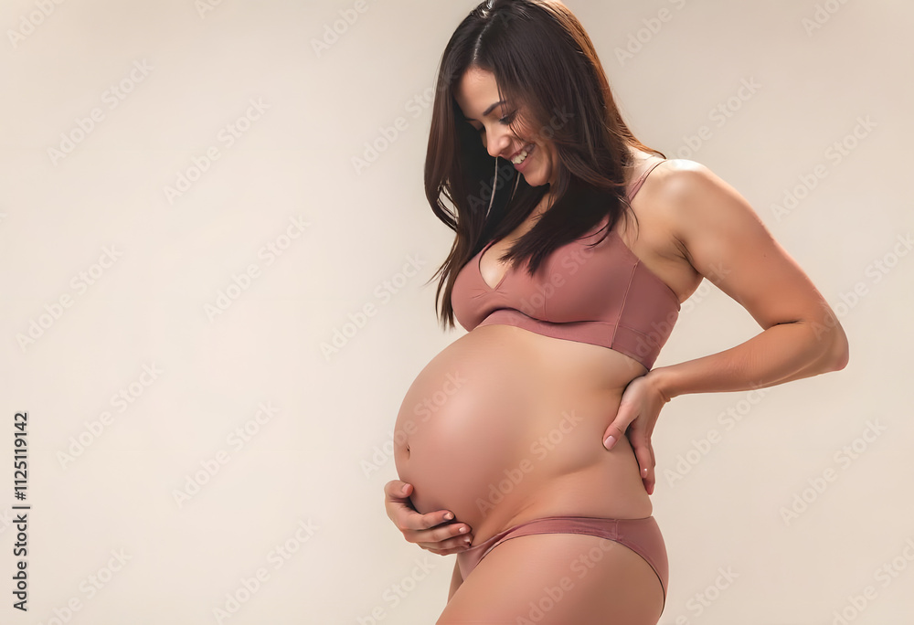 Serene Maternity Photoshoot, Expecting Mother Radiating in Gentle Pastel Lingerie Serene Maternity Photoshoot, Expecting Mother Radiating in Gentle Pastel Lingerie