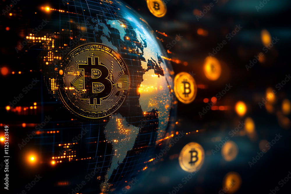 Fototapeta premium Cryptocurrency impact on the global economy