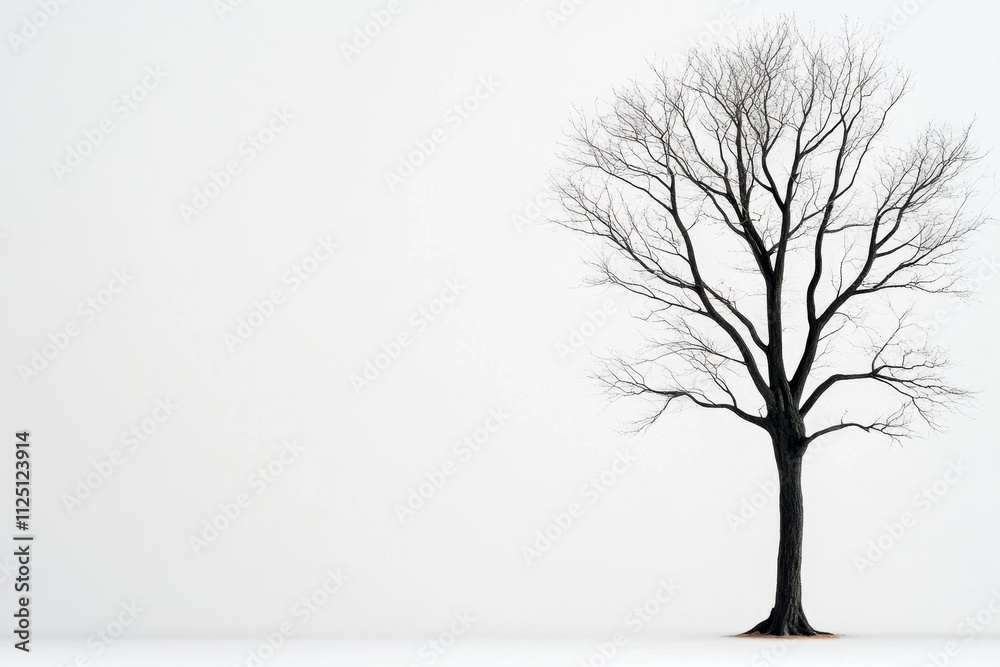 Obraz premium A simple outline of an ebony tree rendered in bold black lines against a white background, emphasizing its silhouette