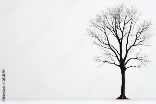 A simple outline of an ebony tree rendered in bold black lines against a white background, emphasizing its silhouette