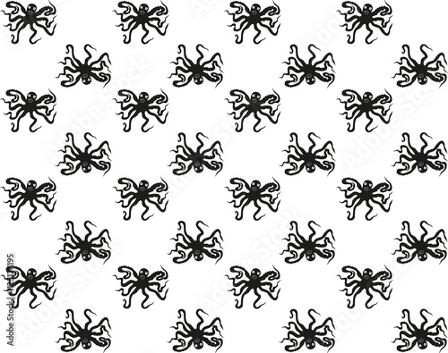 Seamless pattern with cartoon octopus