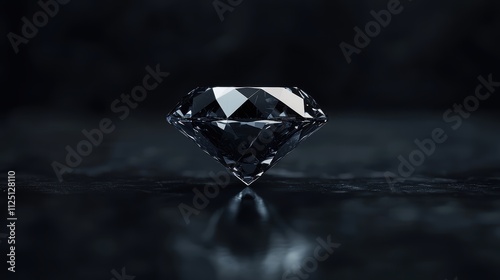 Stunning black diamond on a reflective surface