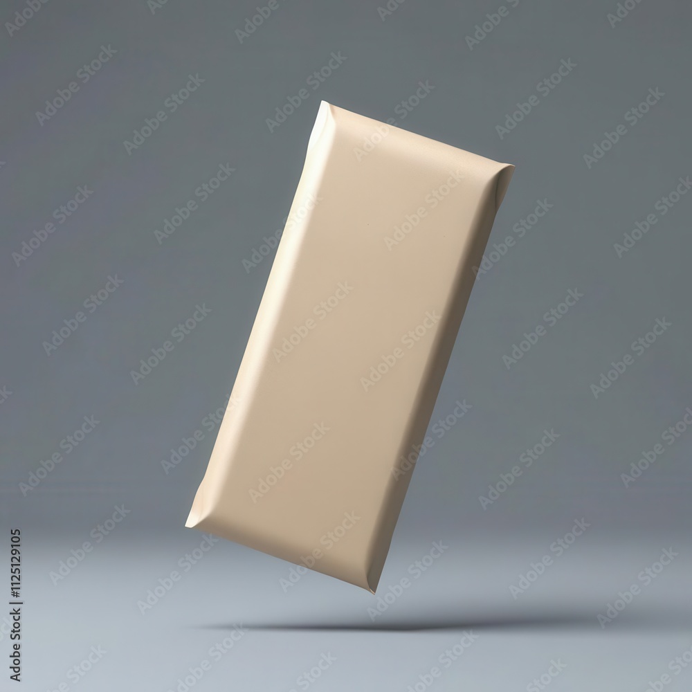 Floating chocolate bar showcasing a minimalist design against a soft grey background, emphasizing simplicity. Floating chocolate bar showcasing a minimalist design against a soft grey background, emphasizing simplicity.