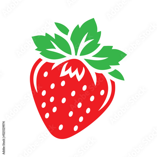 Strawberry flat vector illustration on white background. Strawberry fruit icon vector 
