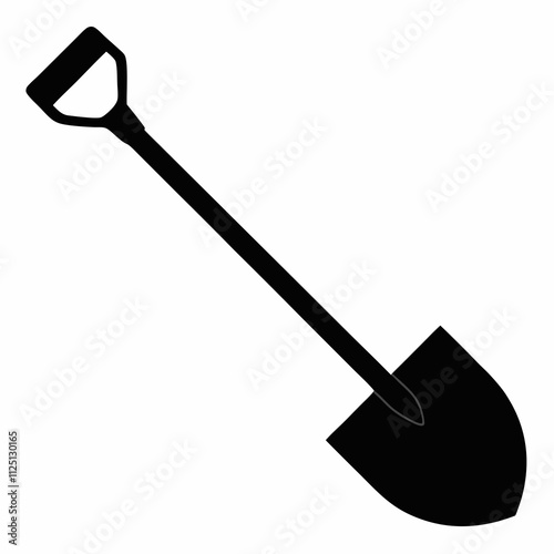 Basic Shovel Black Silhouette Vector Illustration