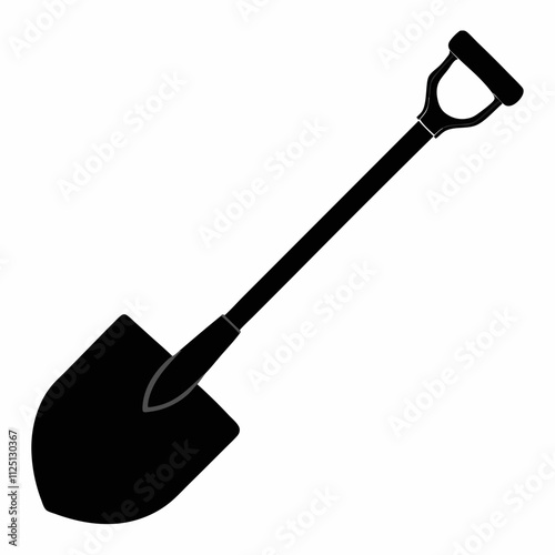 Basic Shovel Black Silhouette Vector Illustration