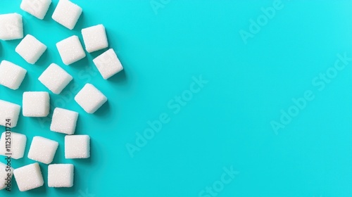 Sugar Cubes on Teal Background: A Sweet and Minimalist Image