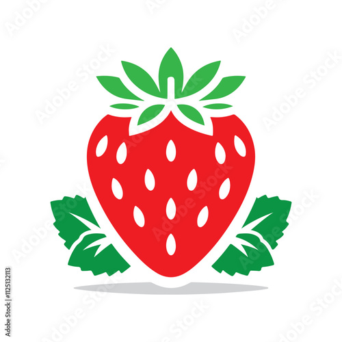 Strawberry flat vector illustration on white background. Strawberry fruit icon vector 