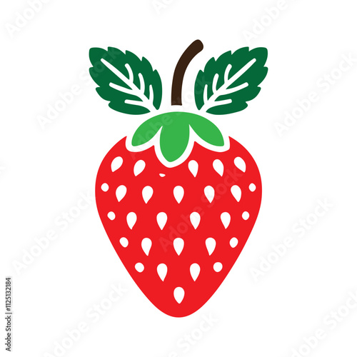 Strawberry flat vector illustration on white background. Strawberry fruit icon vector 