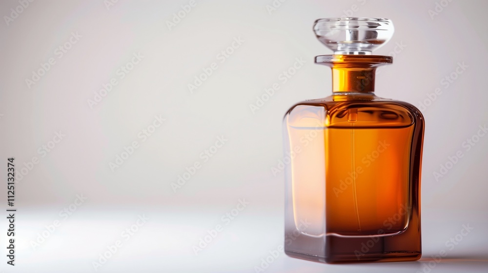 A classic amber perfume bottle with a rich, warm color and a simple yet elegant design, displayed on a white background, capturing its timeless appeal. A classic amber perfume bottle with a rich, warm color and a simple yet elegant design, displayed on a white background, capturing its timeless appeal.