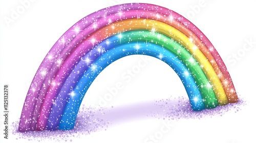 cartoon of a rainbow arch in many different colors and white stars