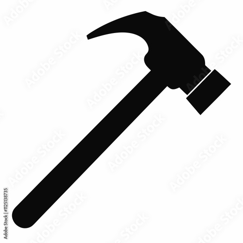 Bold Sledgehammer Black Silhouette Vector Illustration on White Background