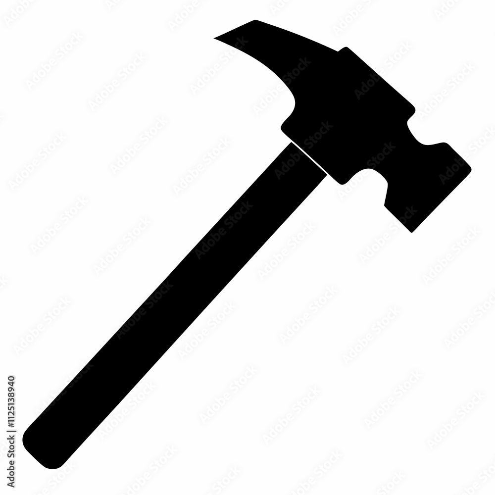 Bold Sledgehammer Black Silhouette Vector Illustration on White Background Bold Sledgehammer Black Silhouette Vector Illustration on White Background