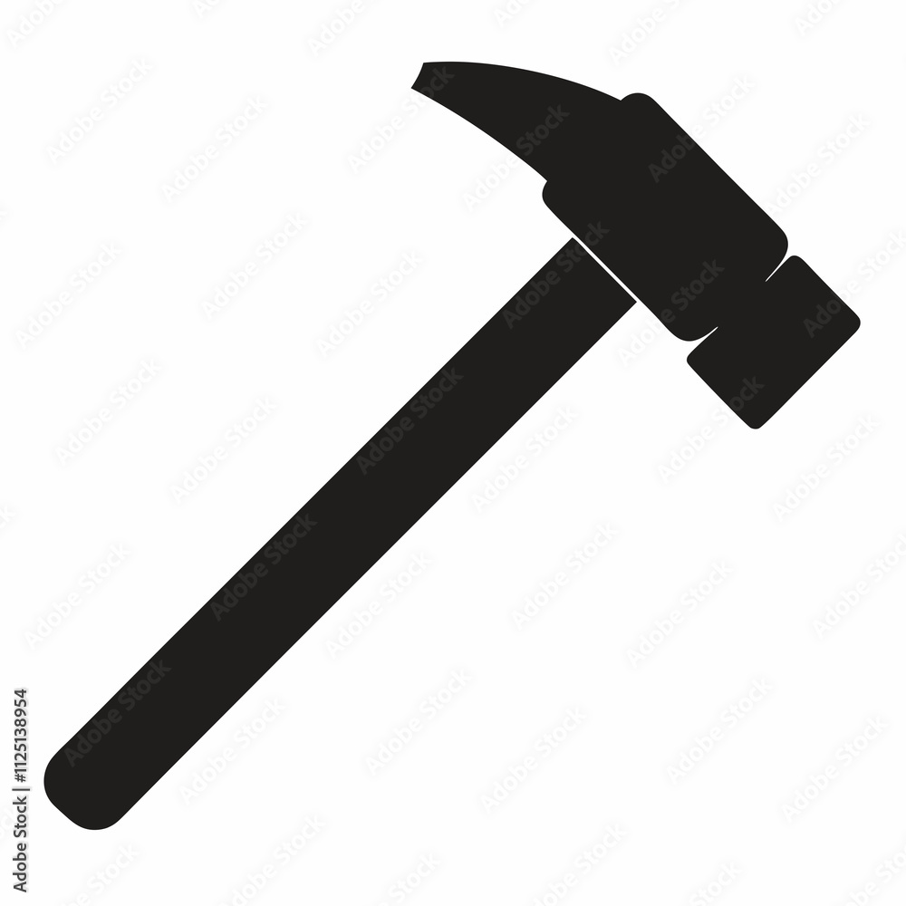 Bold Sledgehammer Black Silhouette Vector Illustration on White Background Bold Sledgehammer Black Silhouette Vector Illustration on White Background