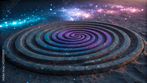 Abstract Hypnotic Spiral Pattern with Glowing Effects