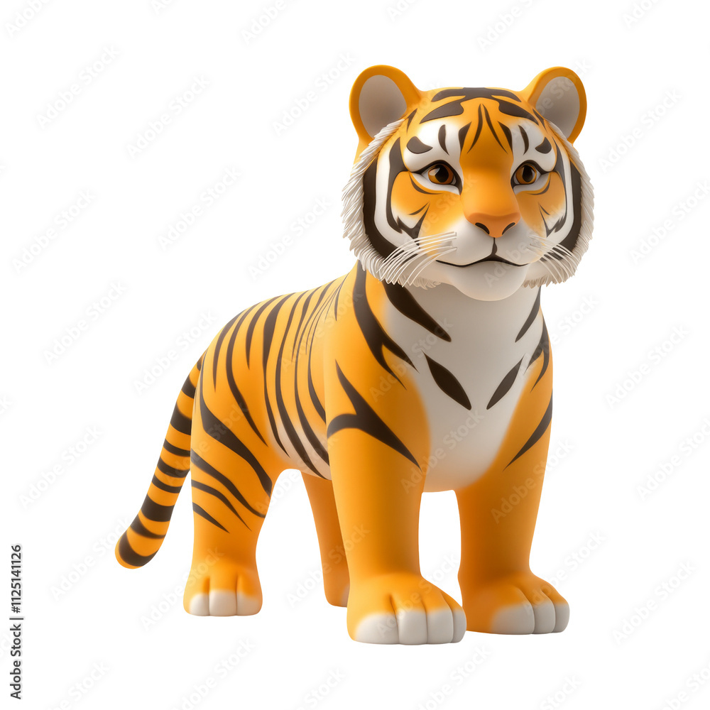 Naklejka premium Cute Cartoon Tiger on Transparent Background
