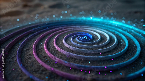 Abstract Hypnotic Spiral Pattern with Glowing Effects