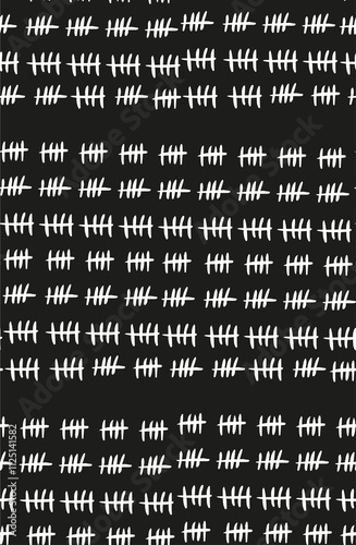 Seamless pattern with tally stroke counting marks 