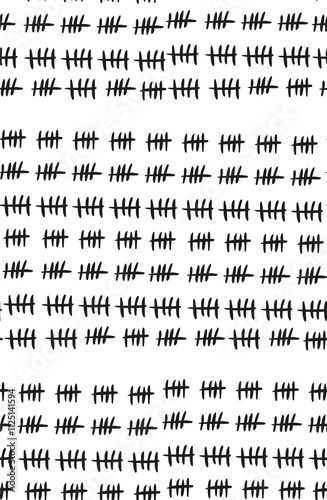 Seamless pattern with tally stroke counting marks 