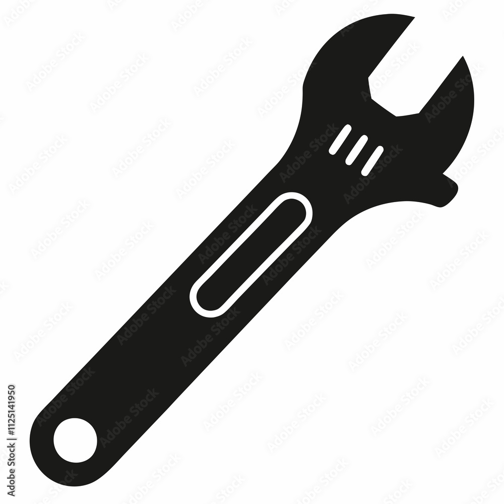 Classic Adjustable Spanner Black Silhouette Vector Design Classic Adjustable Spanner Black Silhouette Vector Design