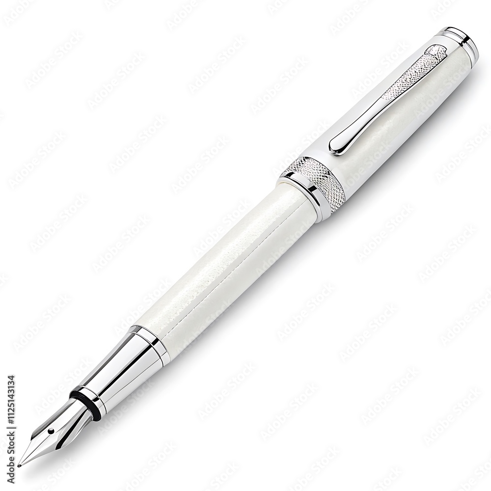 Classic white Pen with reflection and silver pen is made by the company of the company Classic white Pen with reflection and silver pen is made by the company of the company