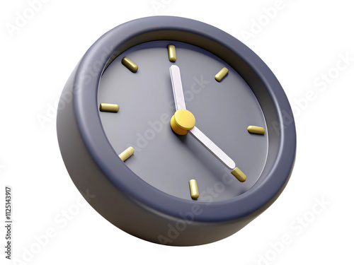 wall clock 3d plastic icon isolated