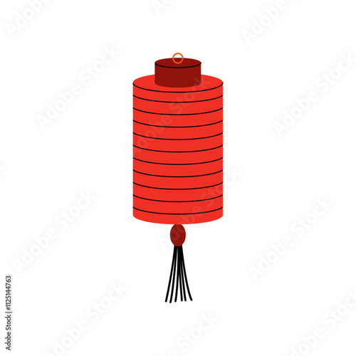 Chinese or japanese paper lantern. Vector flat illustration of asian traditional festival decor