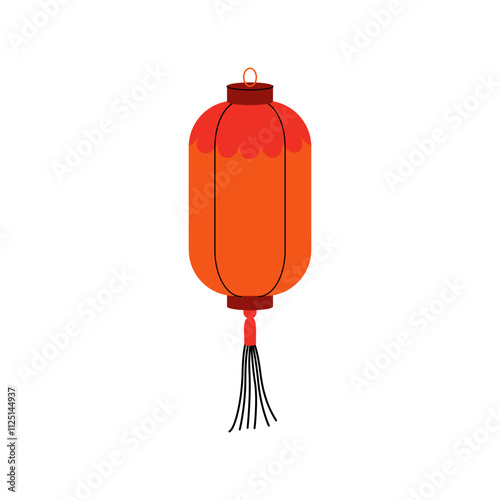 Chinese or japanese paper lantern. Vector flat illustration of asian traditional festival decor