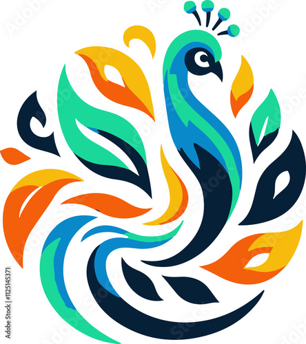 Vector peacock color logo art photo