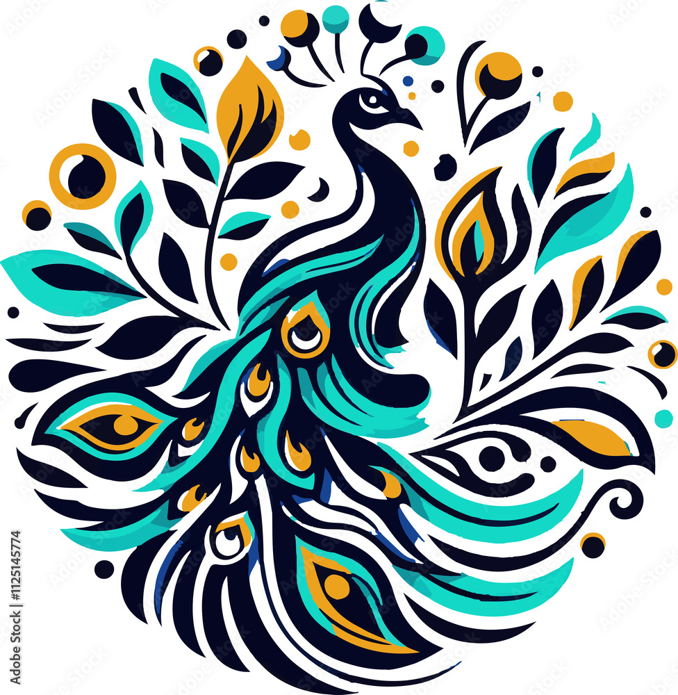Fototapeta premium Vector peacock color logo art