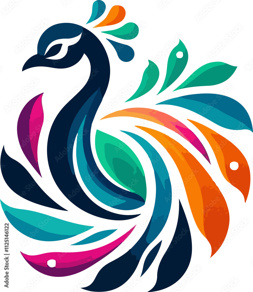 Obraz premium Vector peacock color logo art