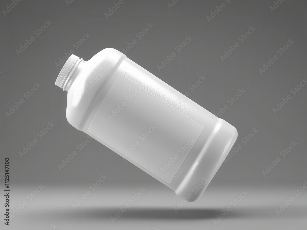White bottle floating mid-air, highlighting its sleek design and modern aesthetic, perfect for branding and advertising. White bottle floating mid-air, highlighting its sleek design and modern aesthetic, perfect for branding and advertising.