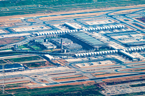 Photography aerial of Suvarnabhumi airport in Bangkok