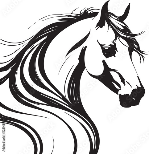 silhouette of horse Hand drawn horse head bundle set vector silhouette art of illustration photo