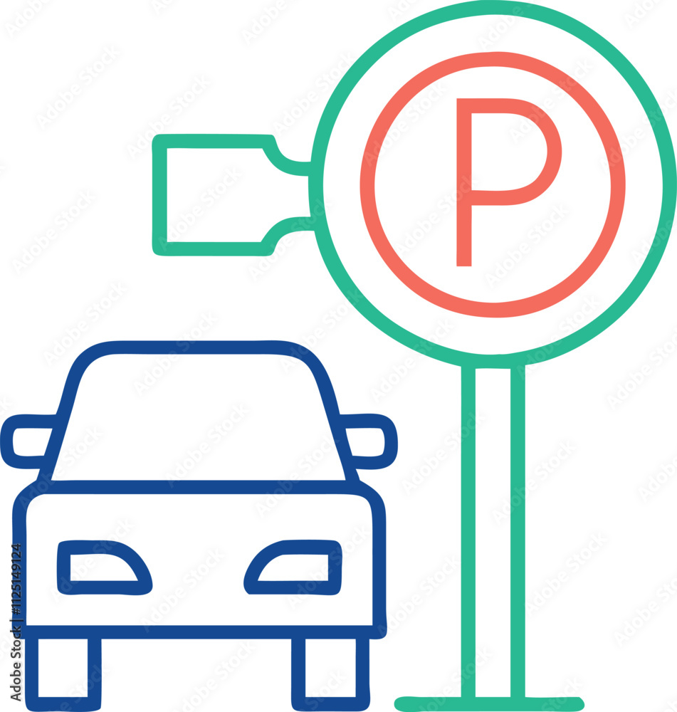 Logo design and vector illustration of parking spot icon style Logo design and vector illustration of parking spot icon style
