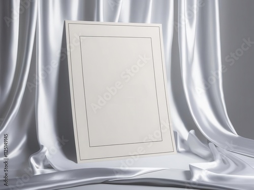 A blank canvas on satin fabric, ideal for design or artwork presentations, offering various creative possibilities. photo