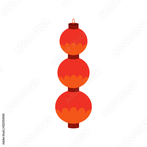Chinese or japanese paper lantern. Vector flat illustration of asian traditional festival decor