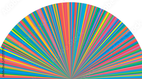 circle divided into many segments or slices of different colors on white