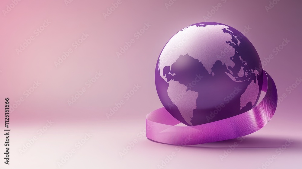 Purple Globe Encircled by Ribbon: A Symbol of Global Awareness and Unity Purple Globe Encircled by Ribbon: A Symbol of Global Awareness and Unity