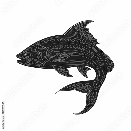 Abstract fish emblem for businesses branding.
 photo