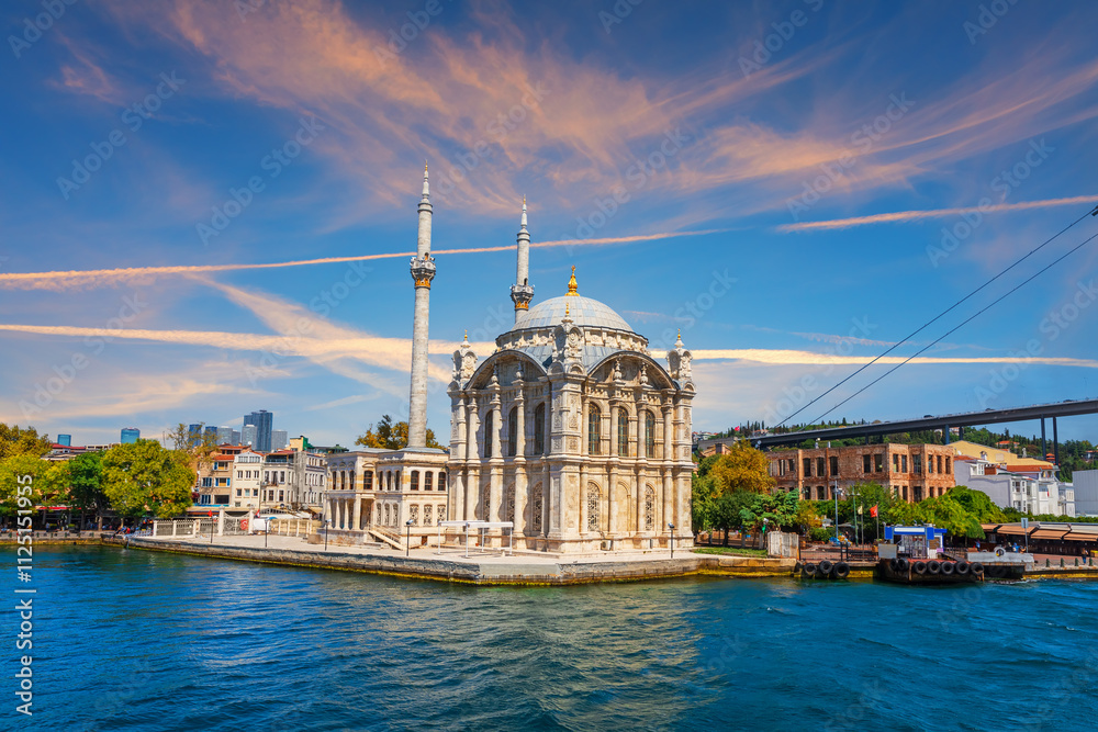 Ortakoy Mosque and Bosphorus bridge at sunrise, Istanbul, Turkey
