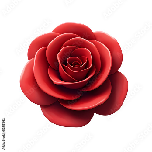 Red rose 3d flower isolated as transparent PNG, generative AI