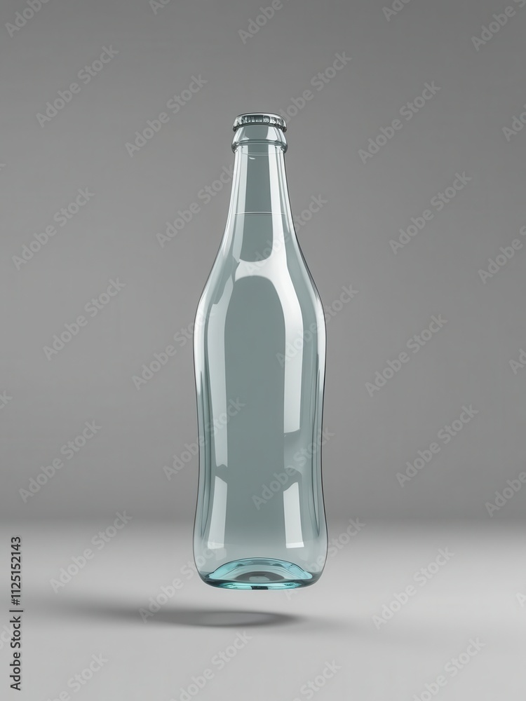 A clear glass bottle stands elegantly against a neutral background, perfect for beverage-related imagery. A clear glass bottle stands elegantly against a neutral background, perfect for beverage-related imagery.