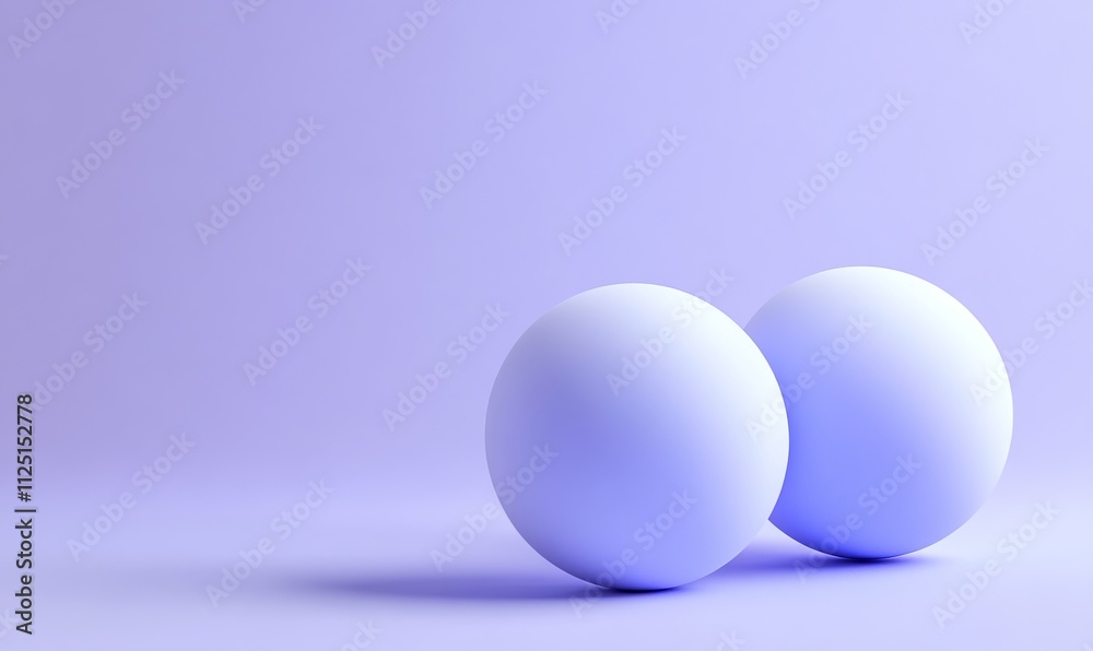 Minimalistic 3D render with two light blue objects, flat colors, and purple background, AI generated illustration Minimalistic 3D render with two light blue objects, flat colors, and purple background, AI generated illustration