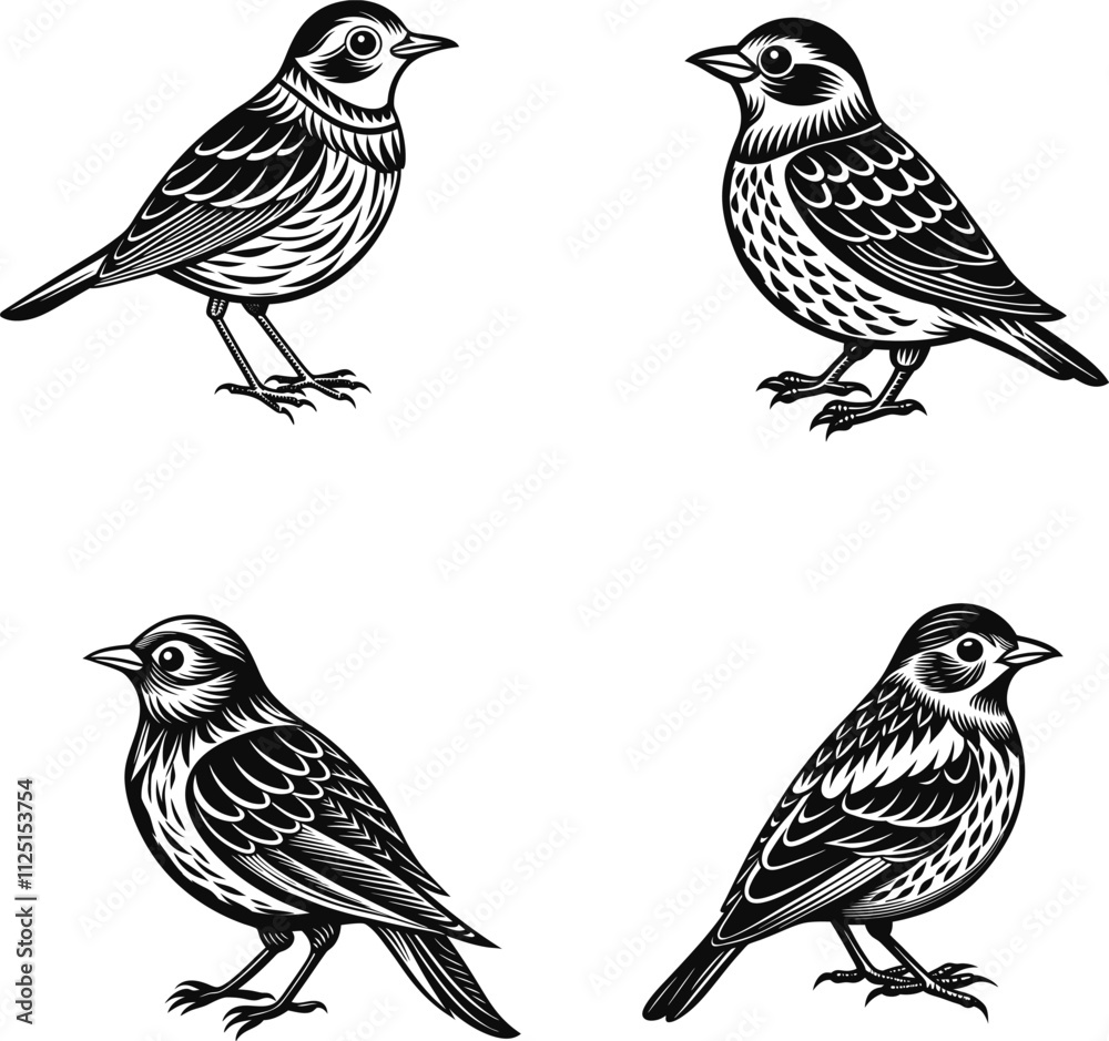 Fototapeta premium Birds Silhouette Vector Illustration.