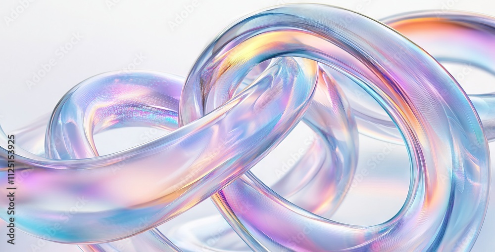Iridescent Glass Rings in X Shape on White AI generated illustration Iridescent Glass Rings in X Shape on White AI generated illustration