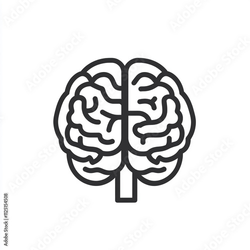 A simple human brain illustration on a white background. 