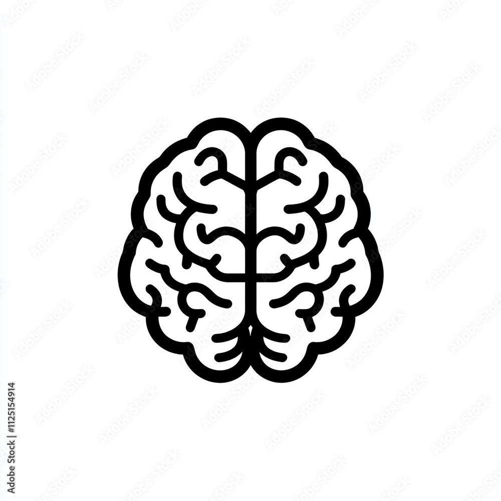 A simple human brain illustration on a white background. A simple human brain illustration on a white background.
