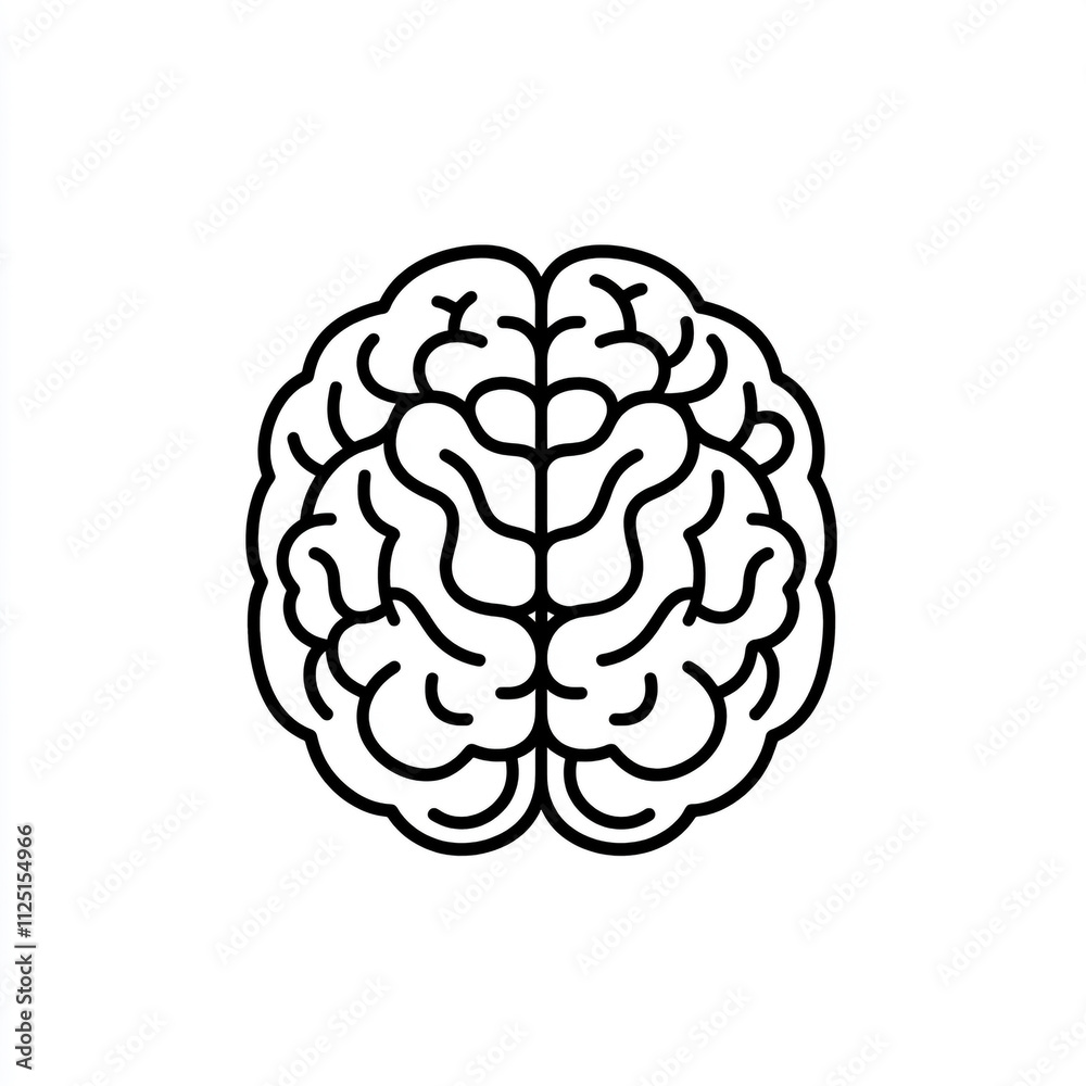 A simple human brain illustration on a white background. A simple human brain illustration on a white background.